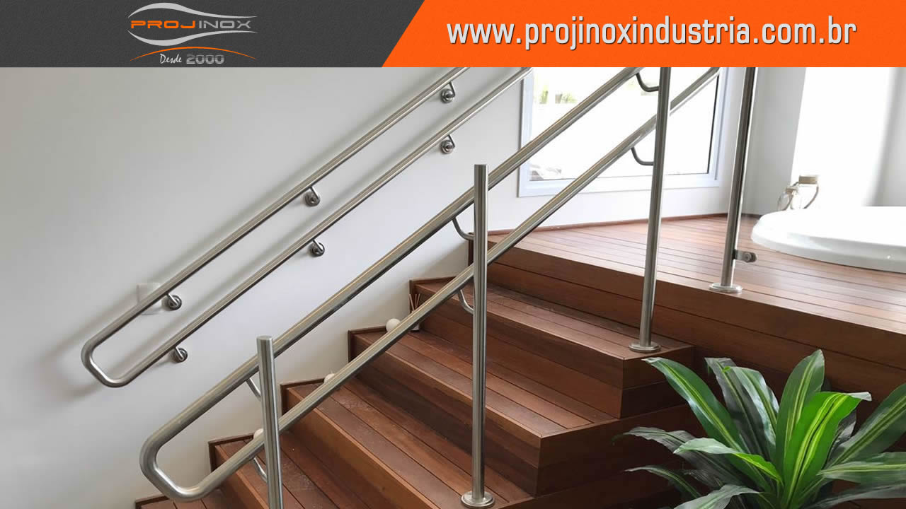 Corrimão Duplo em Aço Inox Imagem